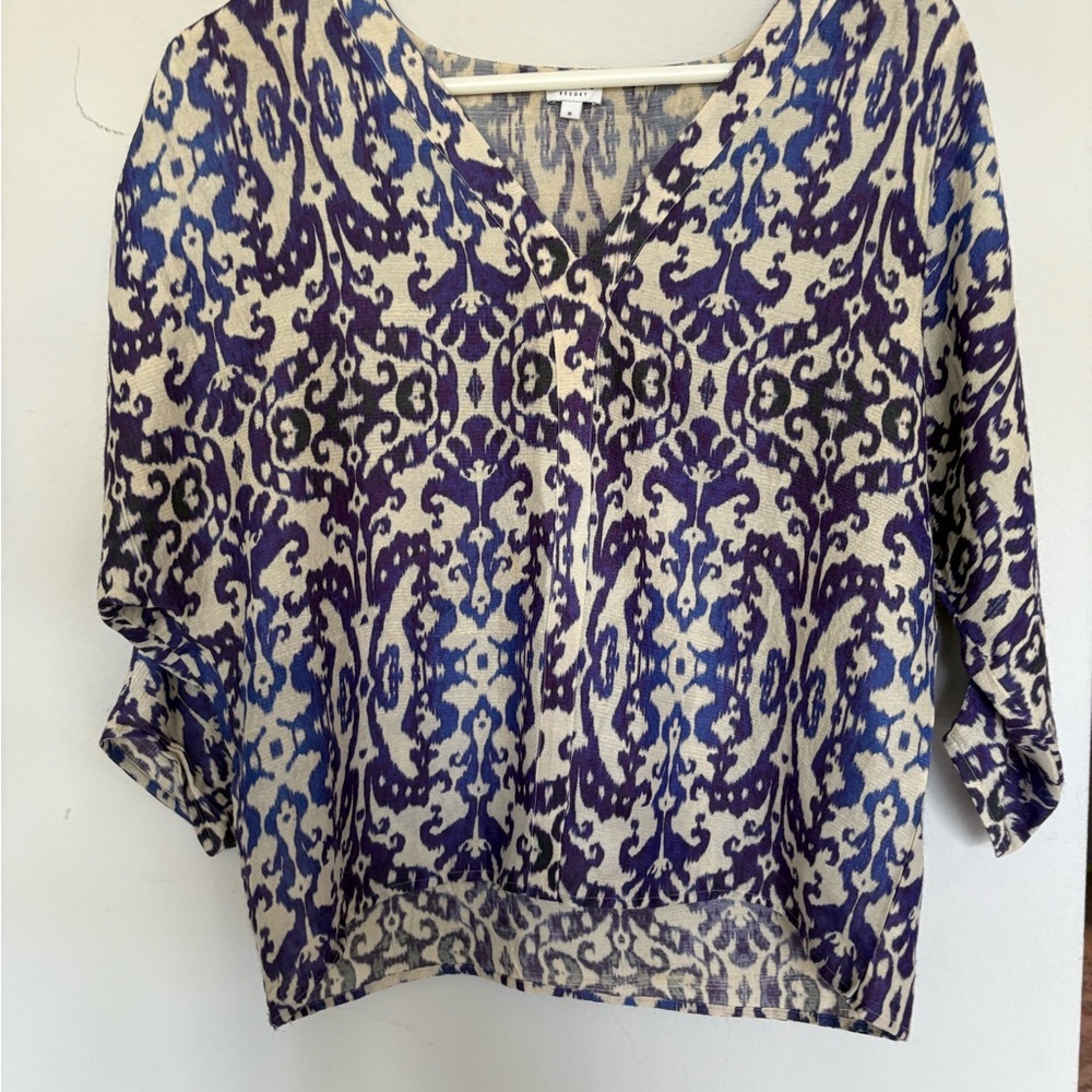 RHODE Blue and Black Patterned Blouse